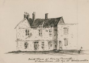 Henry Purcell születési helye, St Anns Lane, Old Pye Street, Westminster (tinta papíron) alkotó: English School