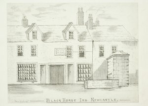 Black Horse Inn, Newcastle upon Tyne (Tinte (Waschung) & Feder & Tinte auf Papier) von English School