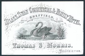 Black Swan Commercial & Family Hotel, Sheffield, kereskedelmi kártya alkotó: English School
