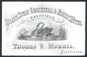 Black Swan Commercial & Family Hotel, Sheffield, kereskedelmi kártya alkotó: English School