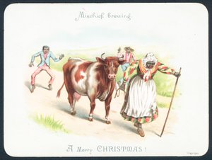 Fekete nő vezető tehén, karácsonyi kártya alkotó: English School