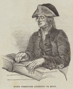 Olvasni tanuló vak nyugdíjas alkotó: English School