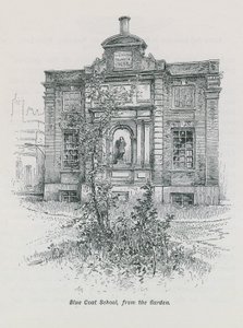 Kékkabátos iskola a kertből alkotó: English School