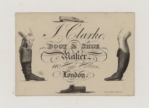 Boot and Shoemaker, J Clarke, kereskedelmi kártya alkotó: English School