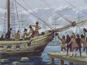 Boston Tea Party (guache papíron) alkotó: English School