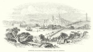 Boston, a Chelsea híd fölött (metszet) alkotó: English School