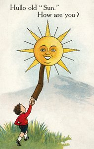 Fiú köszönti a napot (színes litográfia) alkotó: English School