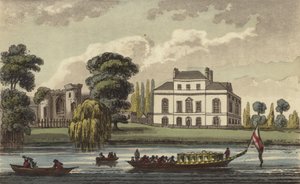 Brandenburg-ház, Hammersmith, London, Brunswicki Caroline, az Egyesült Királyság királynője és IV. György király elhidegült felesége otthona (színes metszet) alkotó: English School