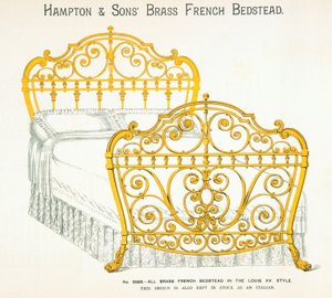 Sárgaréz francia ágynemű a Hampton and Sons bútorkatalógusából, 1902