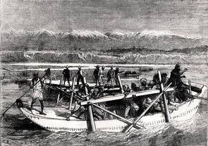 A Kabul folyó áthidalása Jellalabadnál (metszet) (fekete-fehér fotó) alkotó: English School