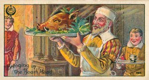 A vadkan fejének behozása (chromolitho) alkotó: English School