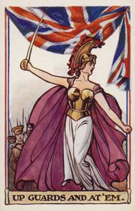 Britannia katonákkal és uniós zászlóval (színes litográfia) alkotó: English School