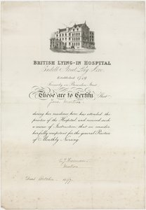 Brit fekvőkórház. Ápolási bizonyítvány alkotó: English School