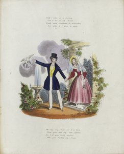 Brit Valentin kártya egy férfi és egy nő képével, kézen fogva alkotó: English School