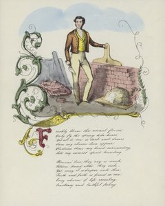 Brit Valentin-kártya egy téglafalat építő férfi képével alkotó: English School