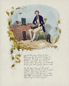 Brit Valentin-kártya egy csizmát javító férfi képével alkotó: English School