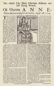 A Broadside Anna királynő halála kapcsán jelent meg alkotó: English School