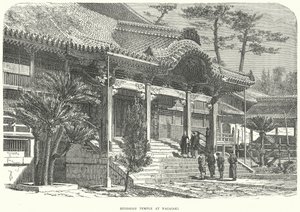 Buddhista templom Nagaszakiban (metszet) alkotó: English School