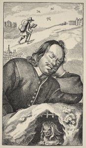 Bunyans Dream, John Bunyan (1628-88) The Pilgrims Progress című művének előlapja, 4. kiadás, pub. 1680 (szépia fotó) alkotó: English School