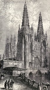 Burgos katedrális, Burgos, Spanyolország, Henry Edward Watts 1893-ban megjelent „Spanyolország: A spanyol történelem összefoglalása a mór hódítástól Granada bukásáig, 711-1492” című művéből alkotó: English School