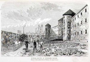 Temető a Millbank börtönben, Henry Mayhew (1812-87) és John Binny "A londoni bűnügyi börtönök és a börtönélet színterei" című filmből alkotó: English School