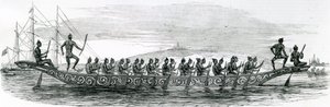 Burmai háborús hajó, a The London Illustrated Newsból, 1852 alkotó: English School
