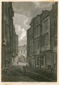 Butcher Row, a Temple Bar felől nézve, Edward Dayes 1796. június 9-i rajza alapján alkotó: English School