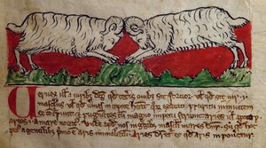 CCA-LitMs/D/10 fol. 8r Wether, Bestiáriumból alkotó: English School