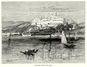 Cagliari, a tenger felől (metszet) alkotó: English School