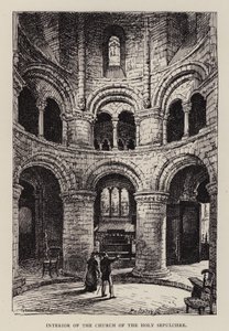 Cambridge: A Szent Sír-templom belseje (rézkarc) alkotó: English School