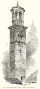 Campanile, Palazzo Scaligeri, Verona (metszet) alkotó: English School