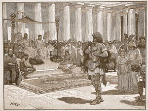 Caractacus Claudius előtt, illusztráció a Cassells Illustrated History of Englandből (szépia fotó) alkotó: English School