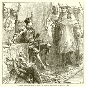 Ursinis bíboros látogatása V. Henriknél Rouen ostroma alatt, 1418 alkotó: English School