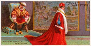 Wolsey bíboros elbocsátása VIII. Henrik király által alkotó: English School
