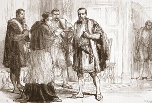 de Tournon bíboros felolvassa a protestáns plakátot I. Ferencnek, illusztrációja James Aitken Wylie (1808-1890) A protestantizmus történetéből, pub. 1878 alkotó: English School