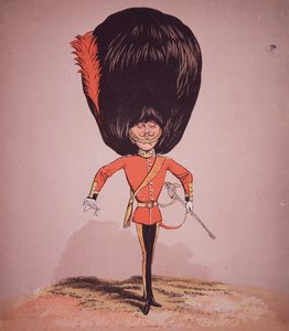 A Coldstream gárdatiszt karikatúrája, Seccombe őrnagy: Army and Navy Drolleries alkotó: English School