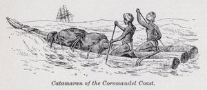 A Coromandel-part katamaránja (litho) alkotó: English School