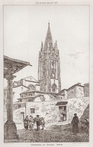 Oviedo székesegyház, Spanyolország (metszet) alkotó: English School