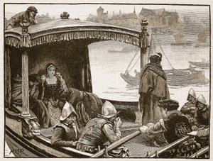 Catherine Howardot a toronyba szállítják, illusztráció a Cassells Illustrated History of Englandből (szépia fotó) alkotó: English School