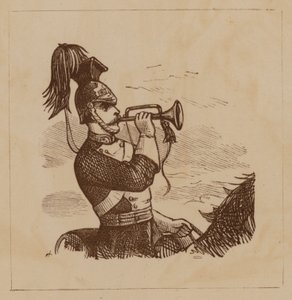 A lovasság katonája bugát fúj (litho) alkotó: English School