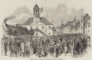 Dalkeith gróf többségének ünnepe Sanquharban (metszet) alkotó: English School