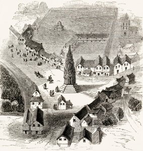 Charing Cross, London, a 16. században, 1865 körül (fametszet) alkotó: English School