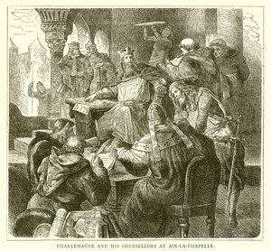 Nagy Károly és tanácsadói Aix-la-Chapelle-ben alkotó: English School
