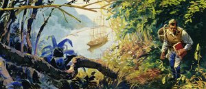 Charles Darwin a HMS Beagle fedélzetén tartózkodott, miközben Dél-Amerika partjait vizsgálta alkotó: English School