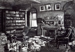 Charles Darwins tanulmánya a Down House-ban, 1882 alkotó: English School