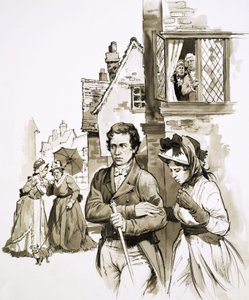 Charles Lambet és nővérét a helyi pletykák egyik szállásról a másikra űzték. alkotó: English School