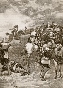 Charles a Naseby-i csatában, illusztráció a Cassells Illustrated History of Englandből (szépia fotó) alkotó: English School