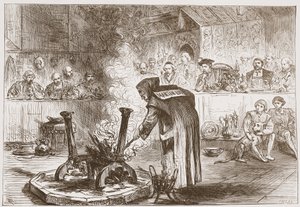 Charles látja az álarcok játékát, illusztrációja James Aitken Wylie (1808-1890) A protestantizmus története című könyvéből, kocsma. 1878 alkotó: English School