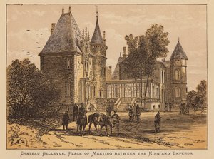 Chateau Bellevue, a király és a császár találkozójának helyszíne (színes metszet) alkotó: English School