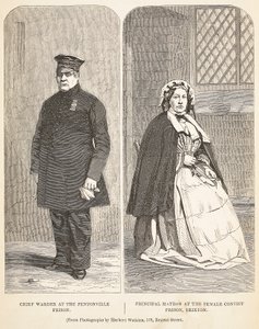 A pentonville-i börtön főgondnoka és a brixtoni női elítéltek börtönének főgondnoka, illusztráció a londoni bűnügyi börtönökből, valamint Henry Mayhew és John jelenetei a börtönéletből alkotó: English School